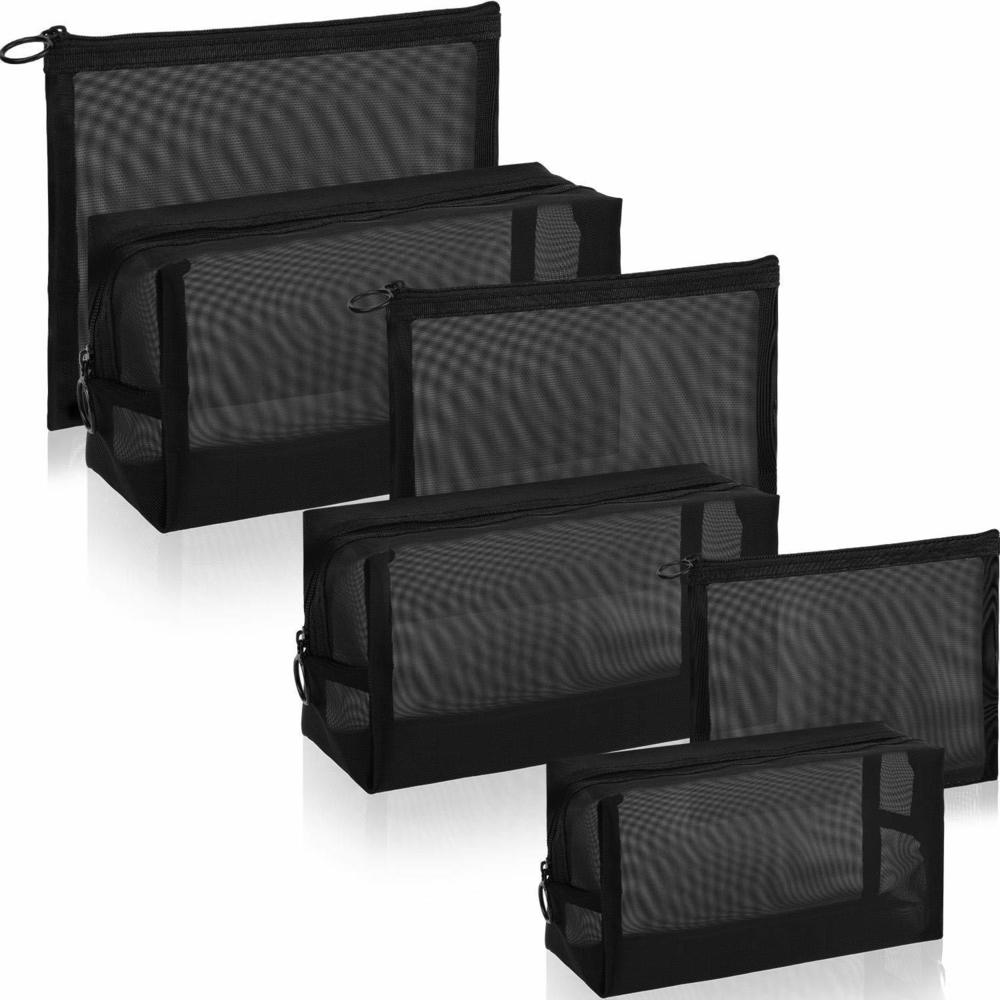6 Pieces Mesh Makeup Bags Mesh Cosmetic Bag Portable Travel Organizing Zipper🐤